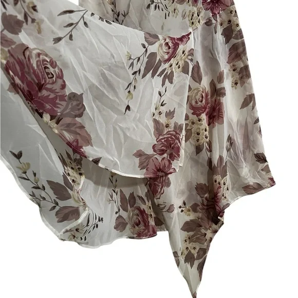 Vintage 90s Cowl Neck Dress Asymmetric Beaded Sequin Feminine Romantic - Picture 5 of 9